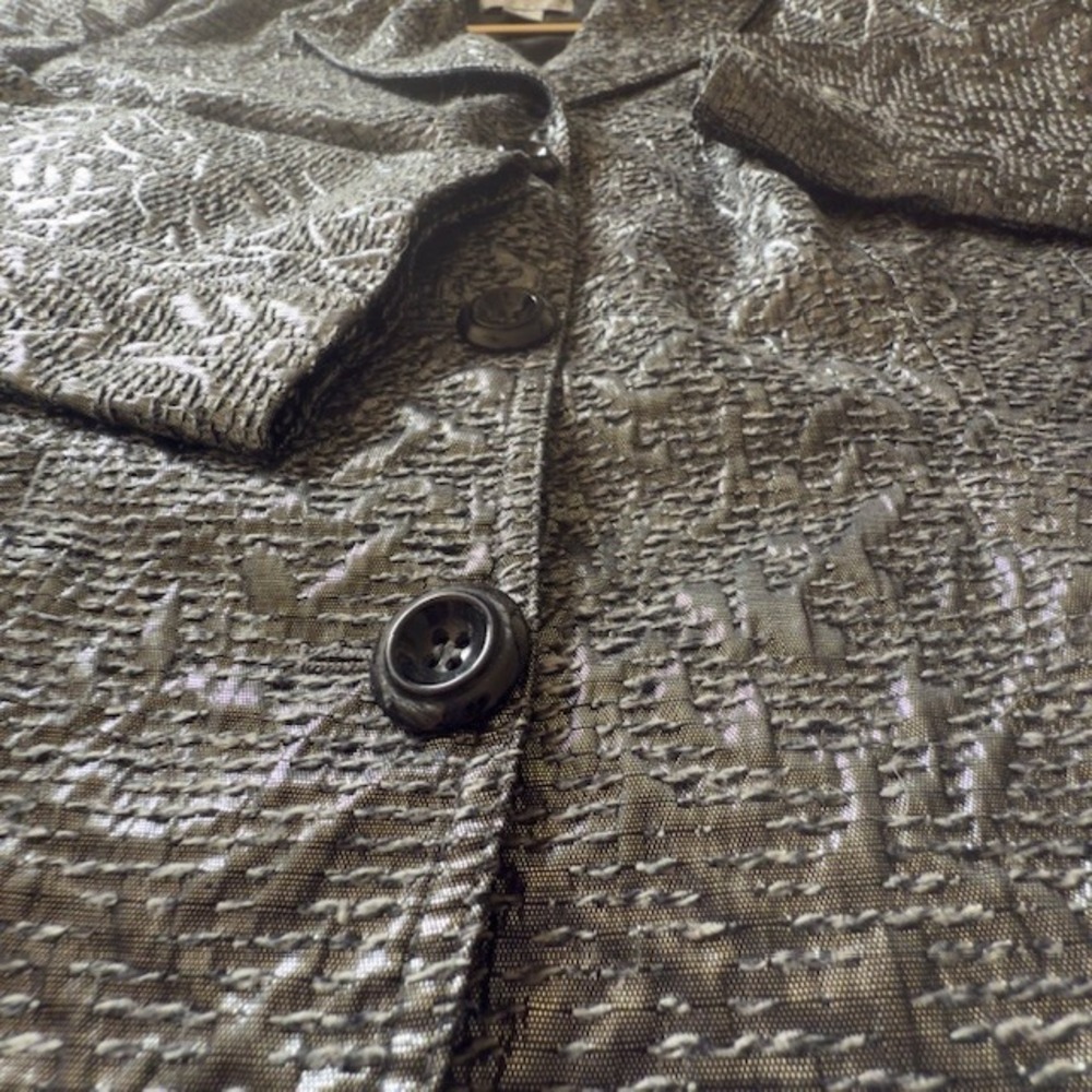 Chico's Blazer Women's Size Button Shimmer Metallic Glitz Glam Corporate Shimmer - Picture 2 of 13